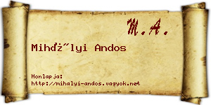 Mihályi Andos névjegykártya